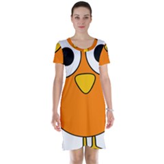 Bird Big Eyes Orange Short Sleeve Nightdress by Alisyart