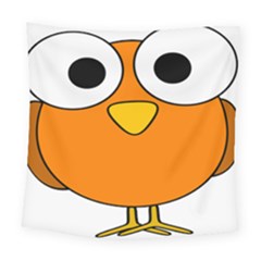 Bird Big Eyes Orange Square Tapestry (large)