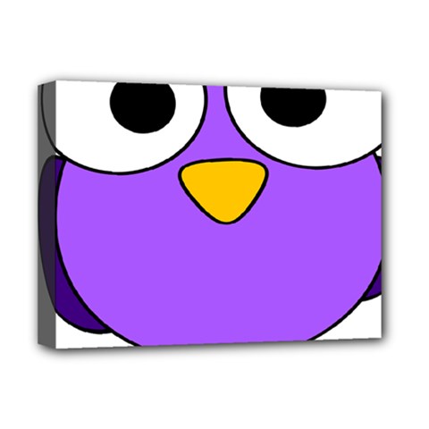 Bird Big Eyes Purple Deluxe Canvas 16  X 12   by Alisyart