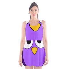 Bird Big Eyes Purple Scoop Neck Skater Dress