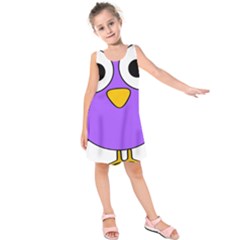 Bird Big Eyes Purple Kids  Sleeveless Dress