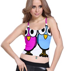 Bird Big Eyes Pink Blue Spaghetti Strap Bra Top