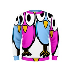 Bird Big Eyes Pink Blue Kids  Sweatshirt