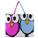 Bird Big Eyes Pink Blue Zipper Large Tote Bag View1