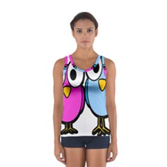 Bird Big Eyes Pink Blue Women s Sport Tank Top 