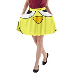 Bird Big Eyes Yellow Green A-line Pocket Skirt