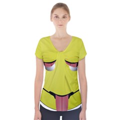 Bug Eye Tounge Short Sleeve Front Detail Top