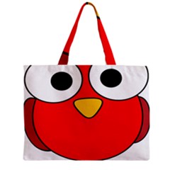 Bird Big Eyes Red Zipper Mini Tote Bag by Alisyart