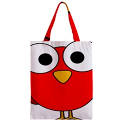 Bird Big Eyes Red Zipper Classic Tote Bag
