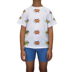 Boom Pow Pop Sign Kids  Short Sleeve Swimwear