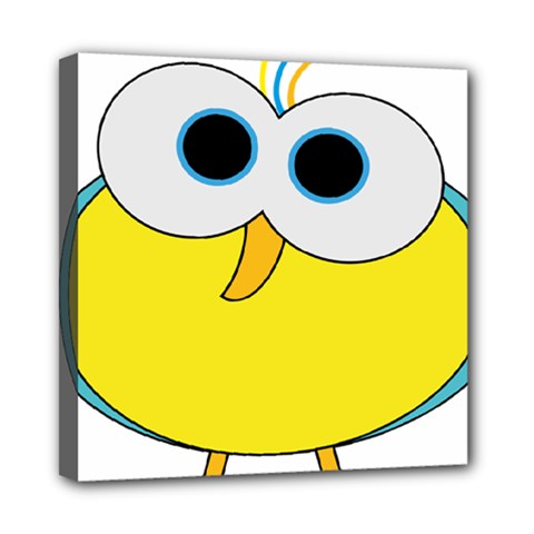 Bird Big Eyes Yellow Mini Canvas 8  X 8 