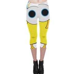 Bird Big Eyes Yellow Capri Leggings 