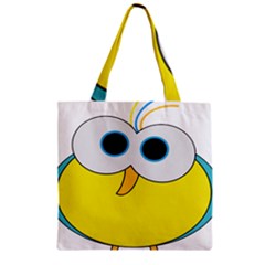 Bird Big Eyes Yellow Zipper Grocery Tote Bag by Alisyart