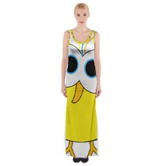 Bird Big Eyes Yellow Maxi Thigh Split Dress by Alisyart