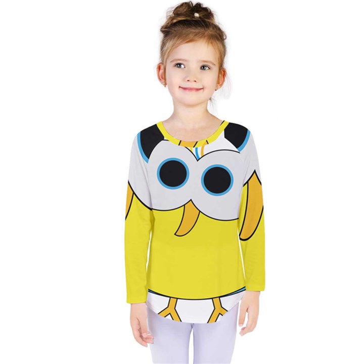 Bird Big Eyes Yellow Kids  Long Sleeve Tee