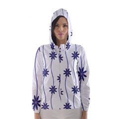 Geometric Flower Seamless Repeating Pattern With Curvy Lines Hooded Wind Breaker (women) by Simbadda