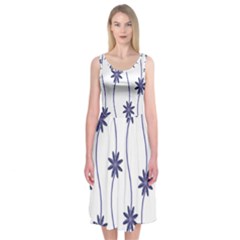 Geometric Flower Seamless Repeating Pattern With Curvy Lines Midi Sleeveless Dress by Simbadda