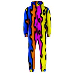 Digitally Created Abstract Squiggle Stripes Hooded Jumpsuit (men)  by Simbadda