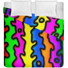 Digitally Created Abstract Squiggle Stripes Duvet Cover Double Side (king Size) by Simbadda