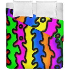 Digitally Created Abstract Squiggle Stripes Duvet Cover Double Side (california King Size) by Simbadda
