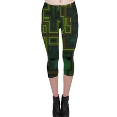 A Completely Seamless Background Design Circuit Board Capri Leggings  by Simbadda