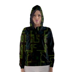 A Completely Seamless Background Design Circuit Board Hooded Wind Breaker (women) by Simbadda