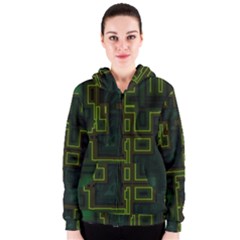 A Completely Seamless Background Design Circuit Board Women s Zipper Hoodie by Simbadda