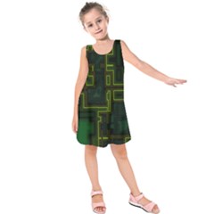 A Completely Seamless Background Design Circuit Board Kids  Sleeveless Dress by Simbadda