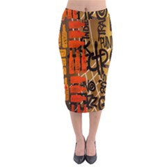 Graffiti Bottle Art Midi Pencil Skirt by Simbadda