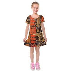 Graffiti Bottle Art Kids  Short Sleeve Velvet Dress by Simbadda