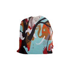 Colorful Graffiti In Amsterdam Drawstring Pouches (medium)  by Simbadda