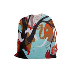 Colorful Graffiti In Amsterdam Drawstring Pouches (large)  by Simbadda