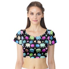 Cute Elephants  Short Sleeve Crop Top (tight Fit) by Valentinaart