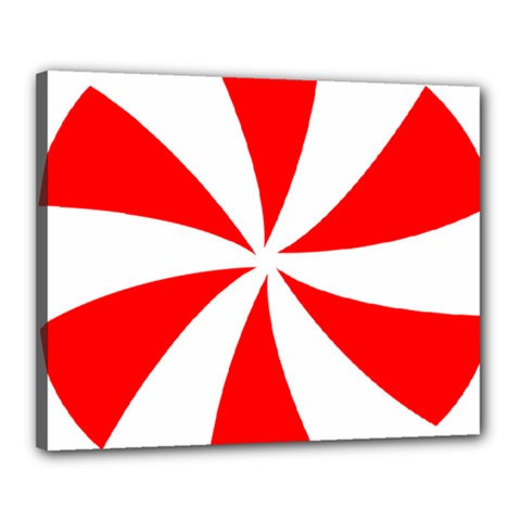 Candy Red White Peppermint Pinwheel Red White Canvas 20  X 16 