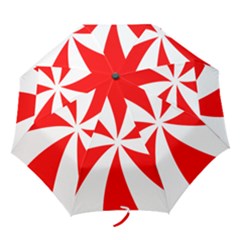 Candy Red White Peppermint Pinwheel Red White Folding Umbrellas by Alisyart