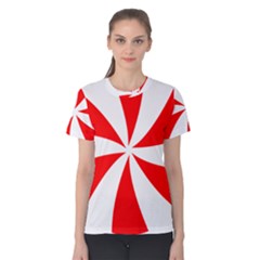 Candy Red White Peppermint Pinwheel Red White Women s Cotton Tee