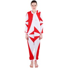 Candy Red White Peppermint Pinwheel Red White Hooded Jumpsuit (ladies) 
