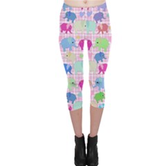 Cute Elephants  Capri Leggings 