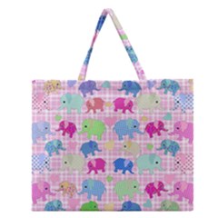 Cute Elephants  Zipper Large Tote Bag by Valentinaart