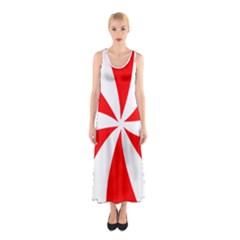 Candy Red White Peppermint Pinwheel Red White Sleeveless Maxi Dress by Alisyart