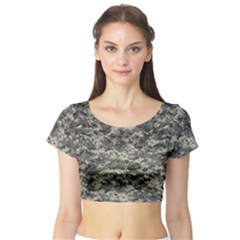 Us Army Digital Camouflage Pattern Short Sleeve Crop Top (tight Fit) by Simbadda
