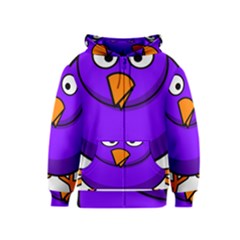 Cartoon Bird Purple Kids  Zipper Hoodie