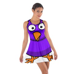 Cartoon Bird Purple Cotton Racerback Dress