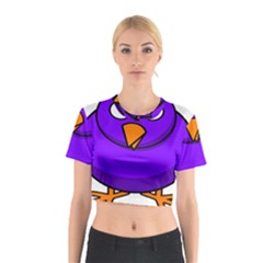 Cartoon Bird Purple Cotton Crop Top