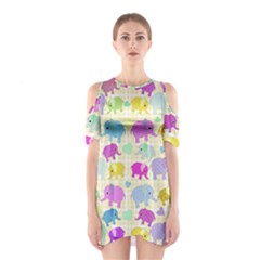 Cute Elephants  Shoulder Cutout One Piece by Valentinaart