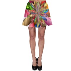 Chromatic Flower Gold Rainbow Skater Skirt by Alisyart