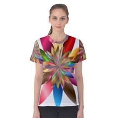 Chromatic Flower Gold Rainbow Women s Cotton Tee