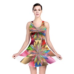 Chromatic Flower Gold Rainbow Reversible Skater Dress by Alisyart
