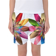 Chromatic Flower Gold Rainbow Women s Basketball Shorts by Alisyart