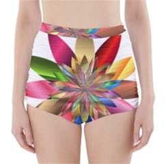 Chromatic Flower Gold Rainbow High-waisted Bikini Bottoms by Alisyart